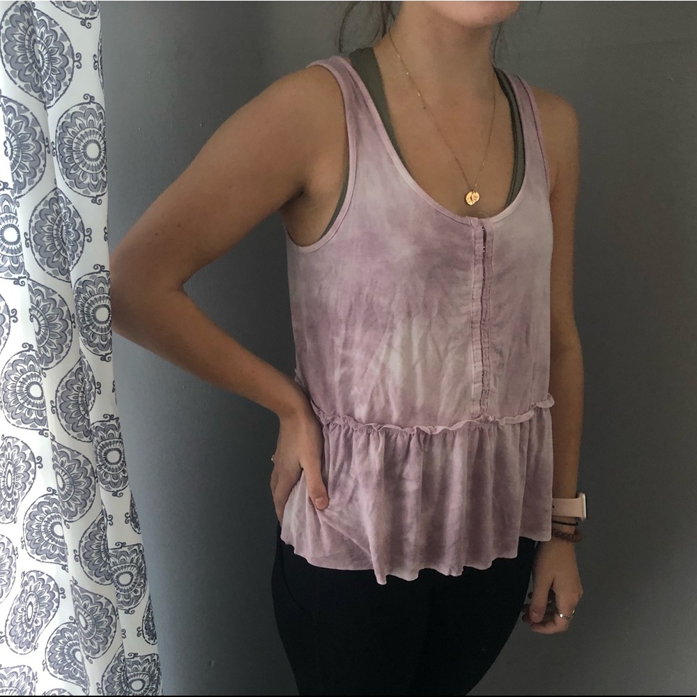 Pink & white tie dye tank American eagle